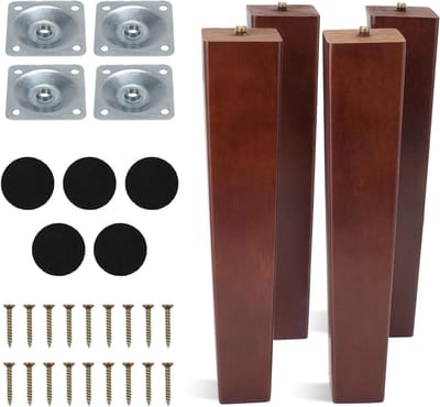 Meubelpoten Set - Reservepoten Bank - Meubels Verhogen - Massief Rubberhout - 25 cm - Notenhout