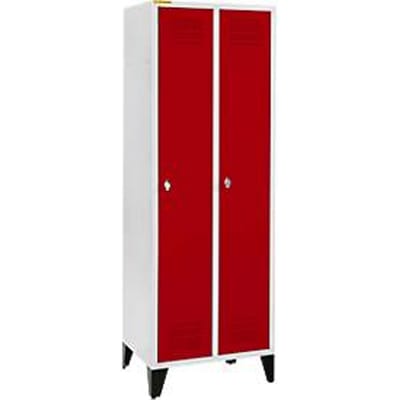 Schäfer Shop Genius Kledinglocker met poten, 2 compartimenten, 300 mm compartimentbreedte, veiligheidsdraaigrendelslot, robijnrood