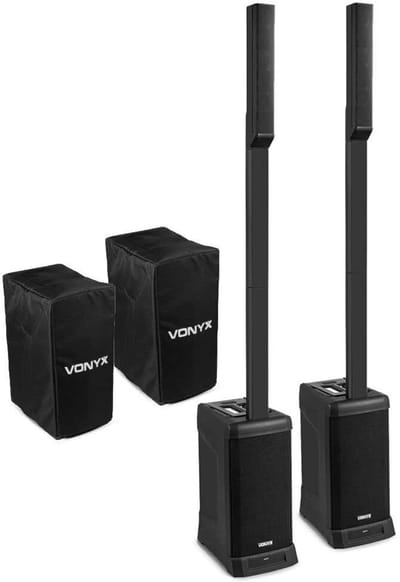 Vonyx VX820 Line array PA systeem met hoezen - Actieve speakers - Bluetooth en Stereo Pairing - 800W