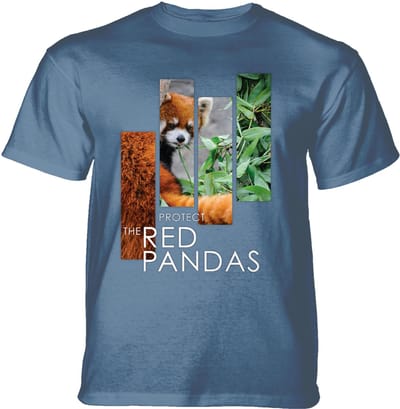 T-shirt Protect Red Panda Split Portrait Blue S