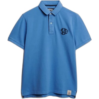 Superdry Polo Piqué Monogram Blauw - Maat XXL - Heren