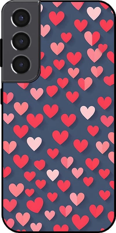 Smartphonica Telefoonhoesje Geschikt voor Samsung Galaxy S22 met Roze en Rode Hartjes Opdruk - TPU Backcover Case With Rosé and Red Heart Design geschikt voor Samsung Galaxy S22
