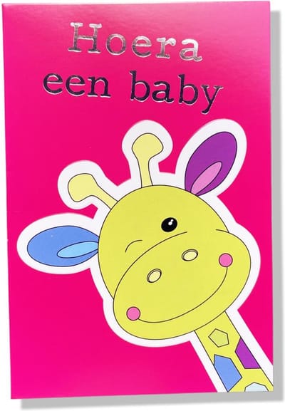 Hoera een Baby! - Luxe geboorte wenskaart - 12x17cm - Gevouwen wenskaart met envelop
