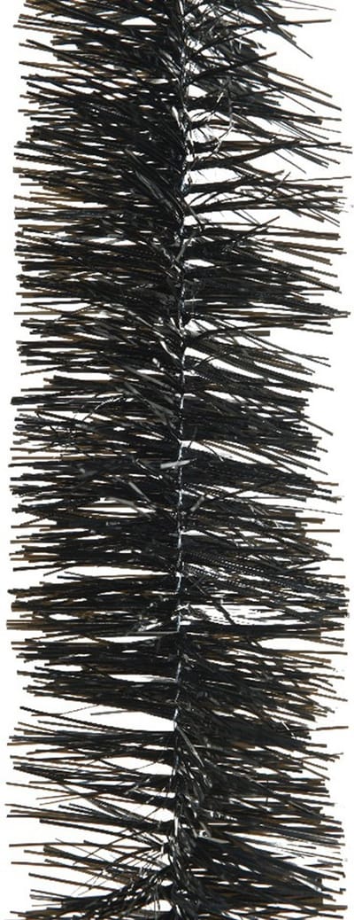 Decoris - Kerstslinger - Lametta - glanzend zwart - 270cm