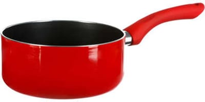 5Five Steelpan - D18 cm - aluminium - rood/zwart - inductie - vaatwasserbestendig - pannen - sauspan/juspan
