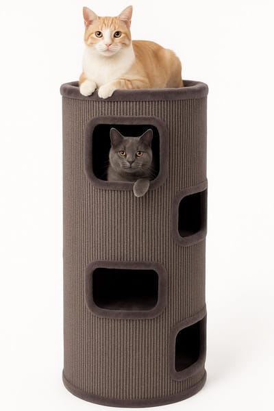 Krabton voor katten – Krabton Enes Grijs L – 50x50x120 cm – luxe krabmeubel met 4 verdiepingen – Flamingo First Class Selection