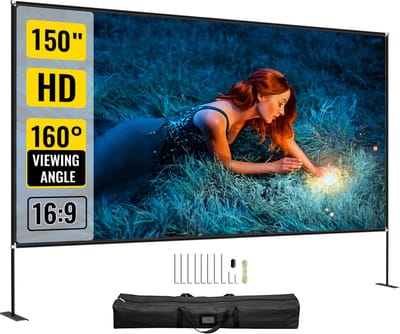 Outdoor Filmscherm Met Standaard - 381 Cm 16:9 Formaat - Draagbaar - Inclusief Opbergtas - voor Binnen En Buiten