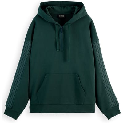 Scotch & Soda Rib Insert Zipped Loose Fit Hoodie Amsterdam Green Taglia: M | Felpe con cappuccio Outlet | Uomo | Verde