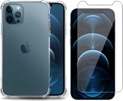 Shockline Hoesje geschikt voor iPhone 12 Pro Max + Screenprotector Glas Tempered Glass Screen Protector