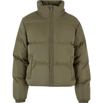 Urban Classics Ladies Short Peached Puffer Jacket Winterjas olijf L