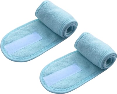 Skincare hoofdband - Gezichtreiniging band - Haarband - Make-up band - Lichtblauw - 2 stuks - Klittenband - CHPN