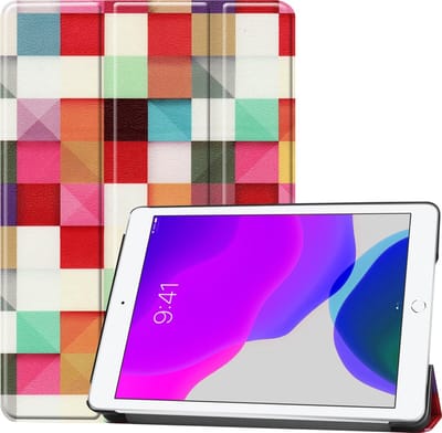 Hoes - Geschikt voor Apple iPad 7 (2019) - 10.2 inch - 7e Generatie - Dun & Stevig - Trifold Bookcase - Hard Cover - Hardcover Book Case - Tablet Hoesje - Blokken