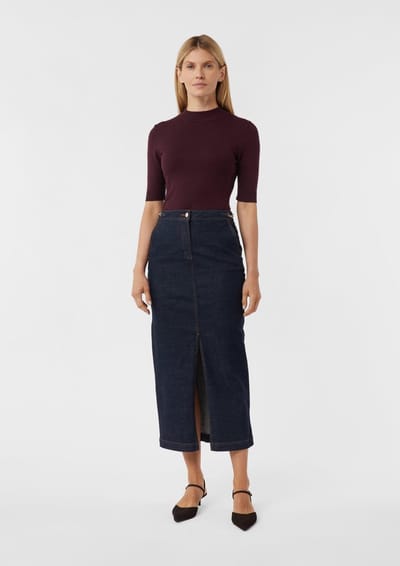 Comma  Skirt Blue Denim Maat: 40 | Midi Rokken Outlet | Dames | Blauw