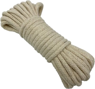 Natuurlijke Katoenen Touw van 4mm, 10m Lang, Sterk en Multifunctioneel voor Handwerken, Bundelen en DIY Decoratie - Rauwe Witte Kleur
