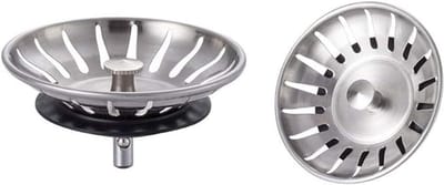 Gootsteenfilter Plug - Roestvrijstalen Deksel met Rubberen Afdichting, 78mm - 2 Stuks