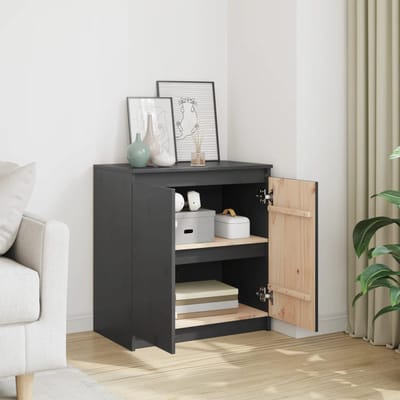 vidaXL - Bijzetkast - 60x36x65 - cm - massief - grenenhout - grijs