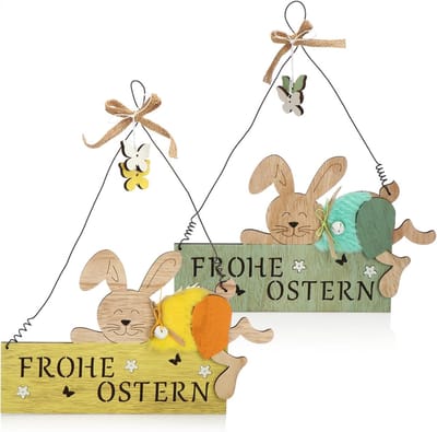 Houten deurhanger voor Pasen - decoratieve wanddecoratie - vrolijke kleuren - makkelijk te bevestigen - SnelShoppen
