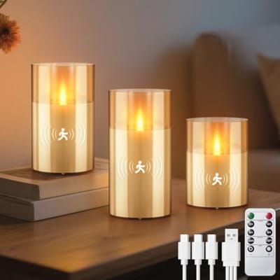 Oplaadbare LED Kaarsen met Bewegingssensor en Afstandsbediening - Vlamloze Wax Kaarsen voor Bruiloft en Feest