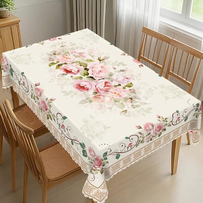 Elegante Tafelkleed met Rozenbloemenprint Rechthoekig voor Tafeldecoratie Lente Zomer Keuken Eettafelkleed Bruiloft Feestdecoratie 90x140cm gray