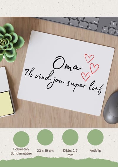 Akyol - oma ik vind jou super lief Muismat - Oma - de liefste oma - verjaardag - cadeautje voor oma - oma artikelen - kado - geschenk - 23 bij 19 cm
