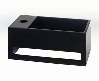 AquaVik Fontein Toilet Kraan Links - Solid Surface Mat Zwart - 35cm - 35x20x16cm - Handdoekhouder - Handenwasser - Wc Fontein - Toiletfontein