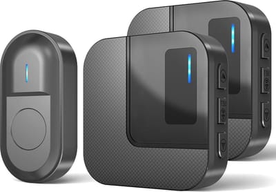 Draadloze deurbel 300 m bereik waterdicht buiten met 2 plug-in-ontvangers en 1 zender - 55 luide melodieën 5 volumeniveaus led-knipperen zwart Deurbel