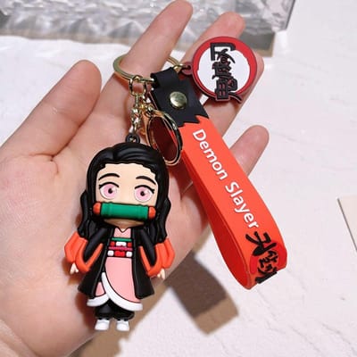 Nouvelle Clé de Nezuko Kamado Tanjiro Tomioka Giyuu Kochou Shinobu Hashibira Inosuke Demon Slayer Poupée Anime Pendentif Décoratif black