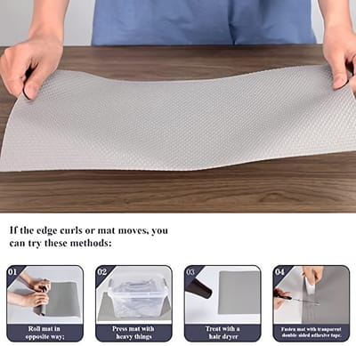 Ladevoeringen, 70 cm x 500 cm keukenplankvoering EVA antislip niet-klevende waterdichte wasbare kastvoering koelkast antislip matten gootsteenbeschermer voor thuis (lichtgrijs/stip)