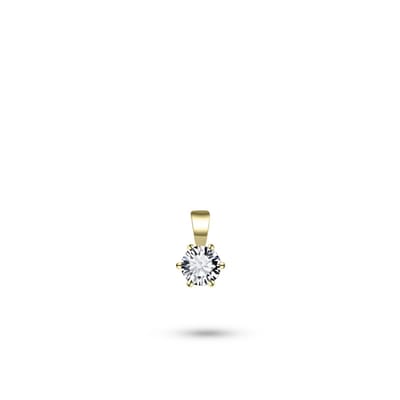 Gisser Jewels - Hanger excl. Collier - Solitaire gezet met Zirkonia - 5mm Breed - Geelgoud Verguld Zilver 925