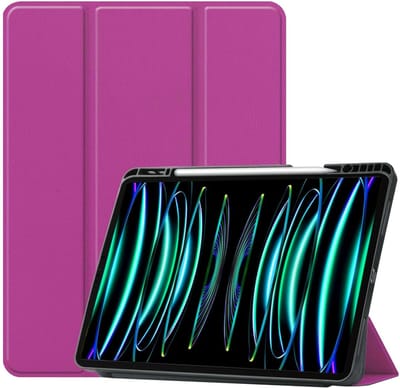 Hoesje Geschikt voor Apple iPad Pro (2022) - 11 inch - 4e generatie - Dun & Stevig - Trifold Bookcase - Hard Cover Case - Met Uitsparing Geschikt voor Apple Pencil - Hardcover Book - Tablet Hoes - Paars
