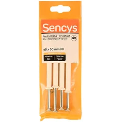 Sencys Plug Voor Raamframe Nylon - Diam. 8x60mm - 4 Stuks