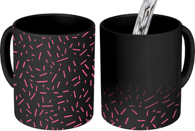 Magische Mok - Foto op Warmte Mokken - Koffiemok - Streepjes - Roze - Abstract - Magic Mok - Beker - 350 ML - Theemok