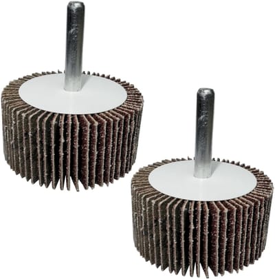 Dailygoods- Lamellenwiel Set van 2 - Schuurpapier-lamellenwielen Korrelgrootte 120 - Wieldiameter 50mm - Stang-Ø 6mm - Voor Schroevendraaier - Schuurpapierschijf - Schuurwiel