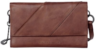 Leren Mini Crossbody / RFID Wallet - Flower - Donkerbruin
