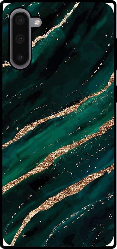 Smartphonica Telefoonhoesje Geschikt voor Samsung Galaxy Note 10 met marmer opdruk - TPU backcover case marble design - Groen Goud geschikt voor Samsung Galaxy Note 10