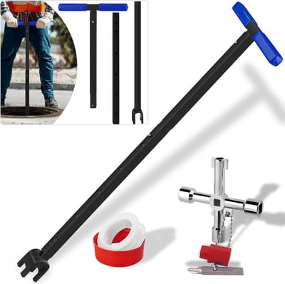Watermeter Sleutel - Afsluitgereedschap - Water Afsluiten - Verstelbare Lengte - Tot 65 cm - Zwart