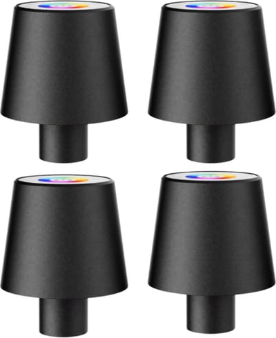 Flessenlamp - 4 Stuks- Tafellamp - Flessenlamp RGB - RGB - Zwart - Usb-C Oplaadbaar - Oplaadbare Tafellamp - Warm wit - Touch Dimbaar - LED
