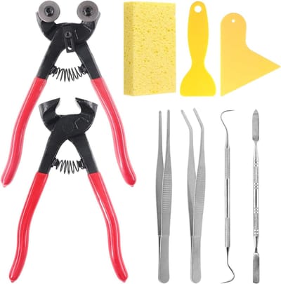 Mozaïek Tegel Nippers - Glas Snijgereedschap - Handgemaakte Kunst - Hoge Hardheid Wielen - 9 Delige Kit