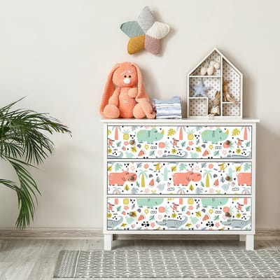 Sticker voor kindermeubels met lachende dieren, 40 x 60 cm