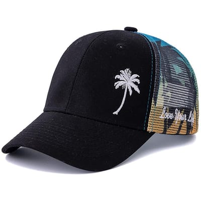 Nieuwe Unisex Verstelbare Baseballpet Kokospalm Patroon Buiten Zomer Truckerpet Streetwear Pet Voor Mannen En Vrouwen 56cm-60cm black