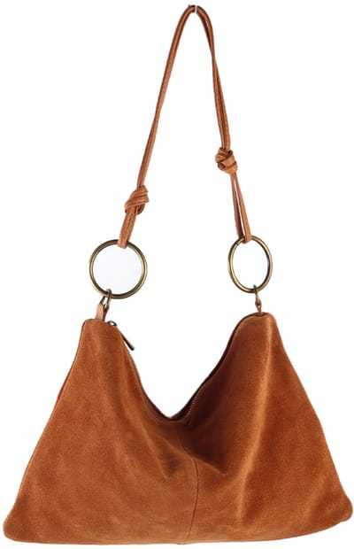 Giuliano lederen suede schoudertas Eveis - Made in Italy - Dames - Suede - Cognac