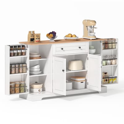 Merax Keukenbuffetkast 138 cm Modern Sideboard Met Lade Deuren En Verstelbare Planken Voor Keuken Woonkamer Of Slaapkamer