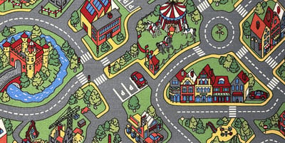 Speelkleed - Speelkleed Fun Village - Speelkleed 95x200 cm - Baby - Kinderen - Verkeerskleed - Vloerkleed - Speeltapijt - Multi kleuren - Kinderkamer - Cadeau - Speelmat - Auto