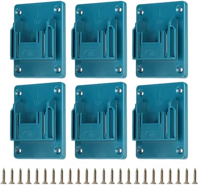 longziming - Wandmontage Gereedschap Houder Set Van 6 - Accuschroevendraaier En Elektrisch Gereedschap 18V - 6 Stuks Accu Machinehouders - Werkplaats Garage Organizer 14.4-18V Blauw