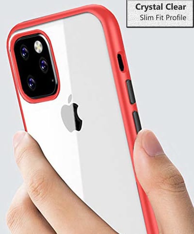 ShieldCase Hoesje geschikt voor Apple iPhone 11 Pro Max smalle bumper case - Transparant hoesje met rood gekleurde randen - optimale bescherming