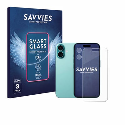 3 Stuks Savvies Screenprotector - geschikt voor Apple iPhone 16 (Voor+Camera) - beschermfolie glas transparant