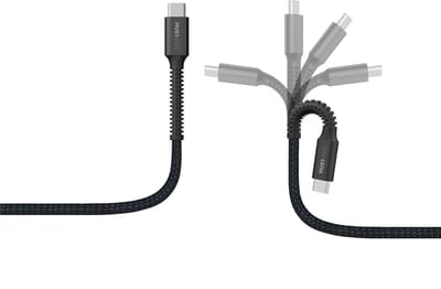 Musthavz- 100W USB-C naar USB-C onbreekbare kabel gemaakt met Kevlar, 100 cm - met kabel clip
