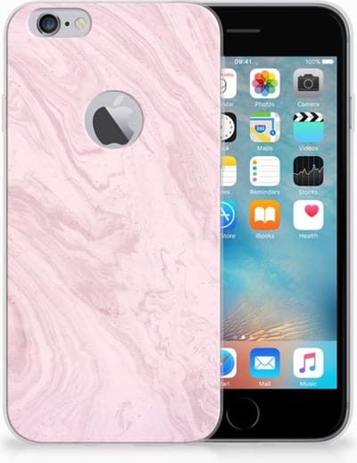 Back Cover voor Apple iPhone 6 Plus | 6s Plus TPU Siliconen Hoesje Marble Pink - Origineel Cadeau Vriendin