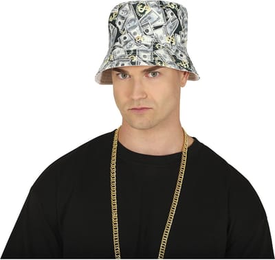 Fiestas Guirca Rapper/gangster verkleed vissershoedje - Dollar - 80's/90's foute party - one size
