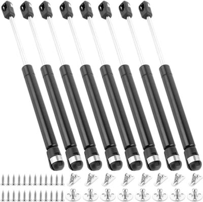 Dailygoods- Gasveer 300N - 8 Stuks - Zwart - Gasdrukveer voor Keuken - Gasveer voor Kasten - Schokdempers van IJzer/Copper - Dempers